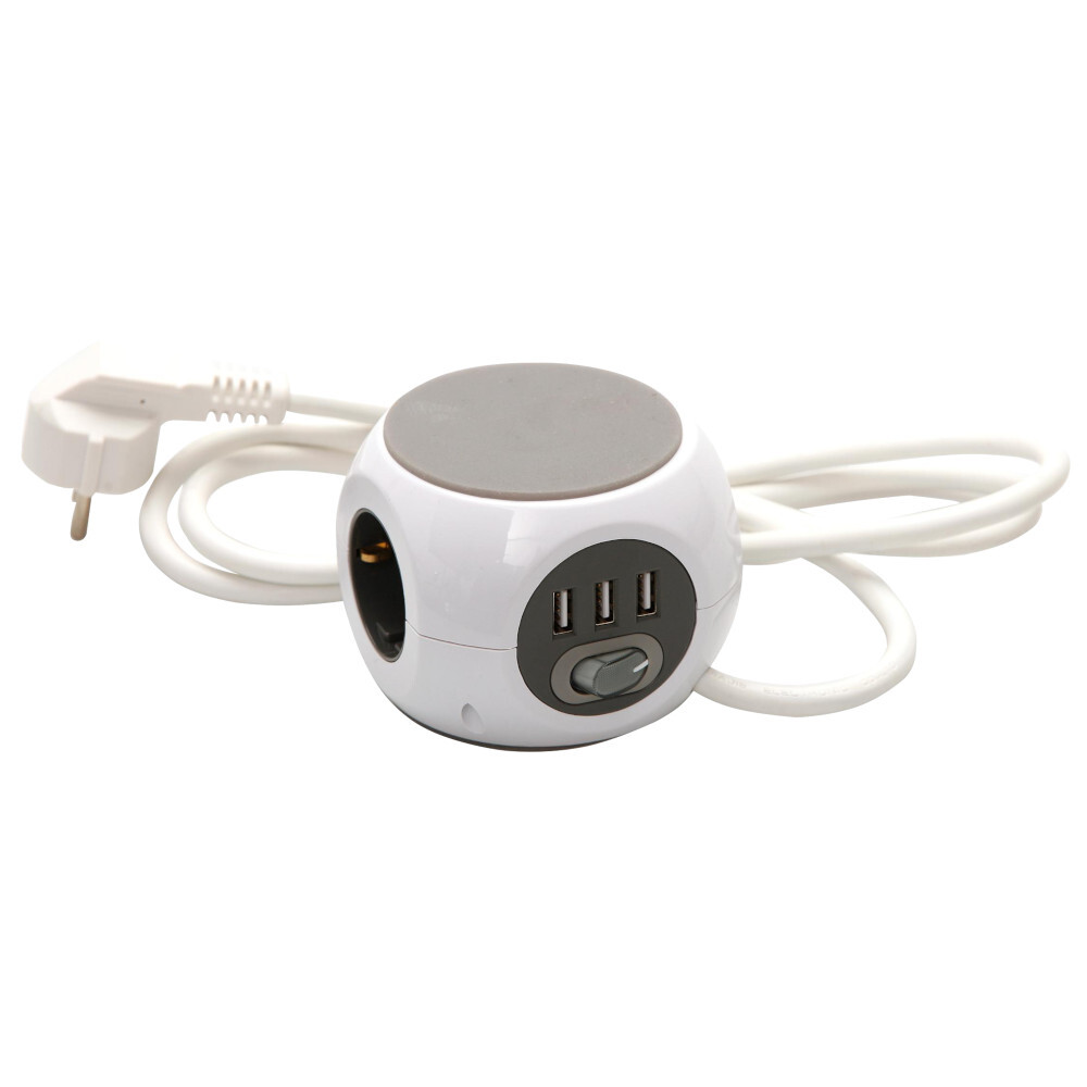 Steckdosenw&uuml;rfel mit USB-Anschl&uuml;ssen wei&szlig;