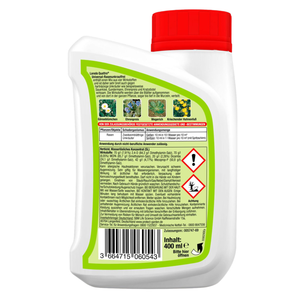 Protect Garden&reg; Loredo&reg; Quattro Universal-Rasenunkrautfrei 400 ml image number 1