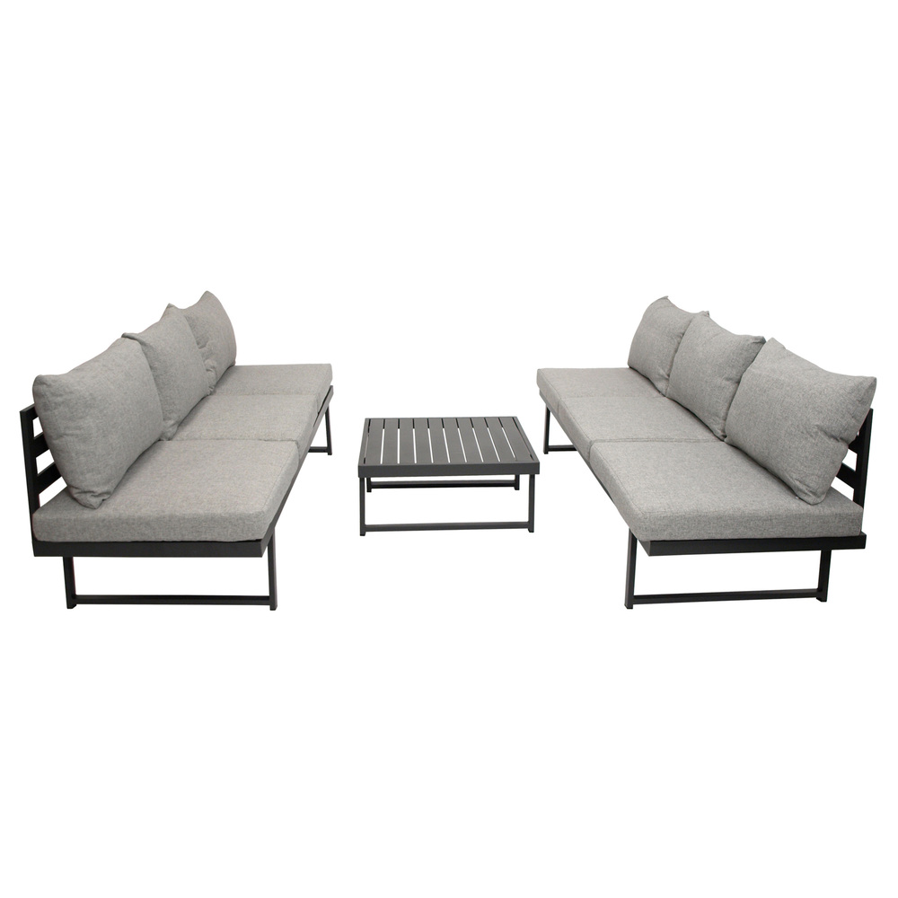 Funktions-Loungeset 3-Sitzer Aluminium 3-teilig Hellgrau image number 1