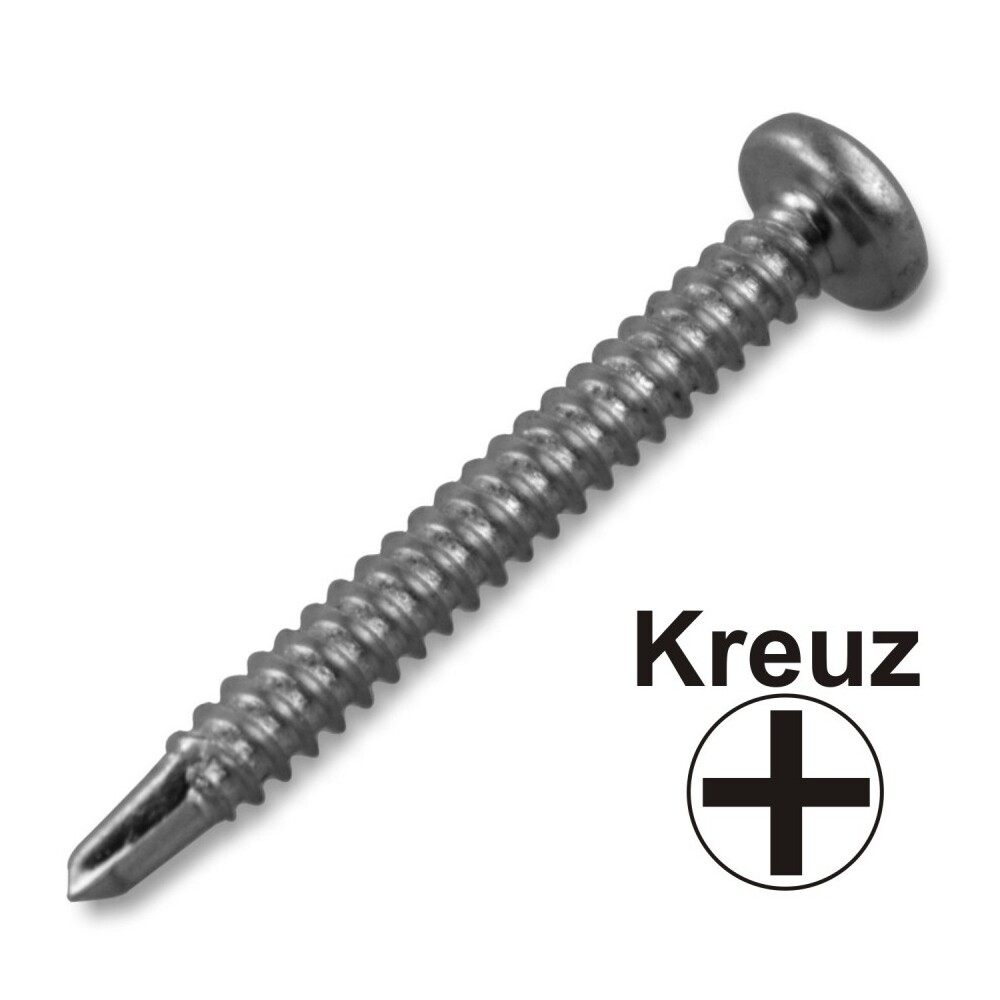 Linsen-Blechschraube 4,8 x 45 mm, Bohrspitze, DIN 7504 M-Form