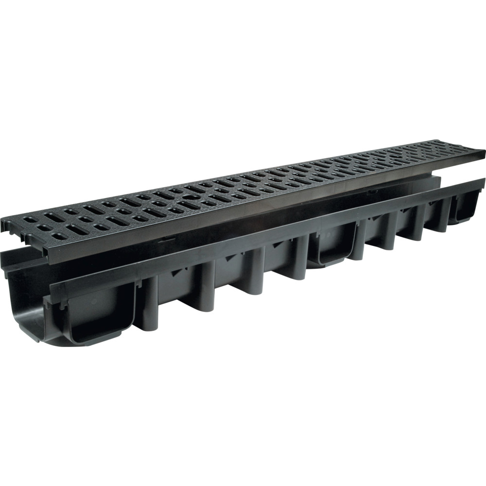 Entw&auml;sserungsrinne A15 1000 x 98 mm Gitter schwarz