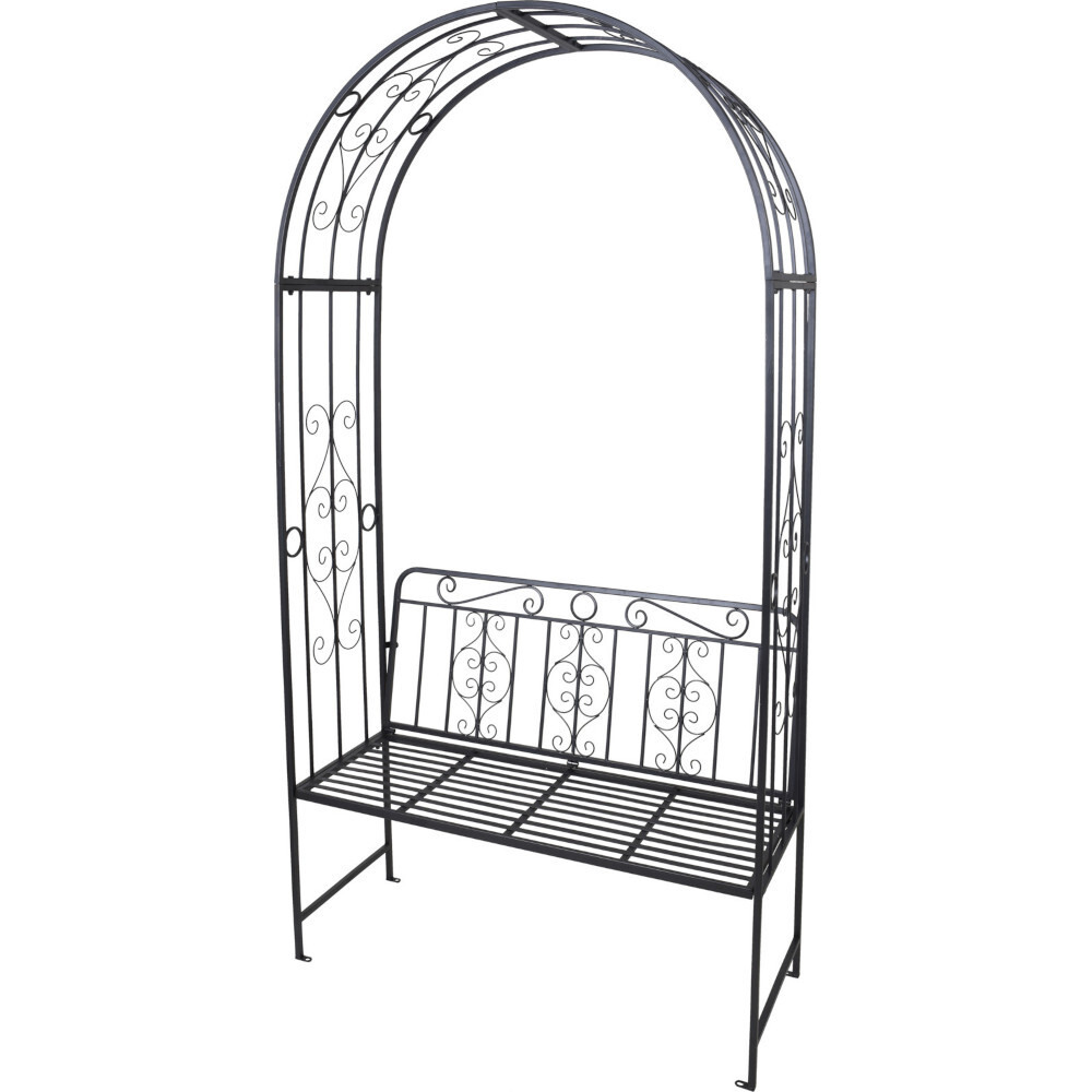 Rosenbogen mit Bank 121x53x230 cm aus Metall