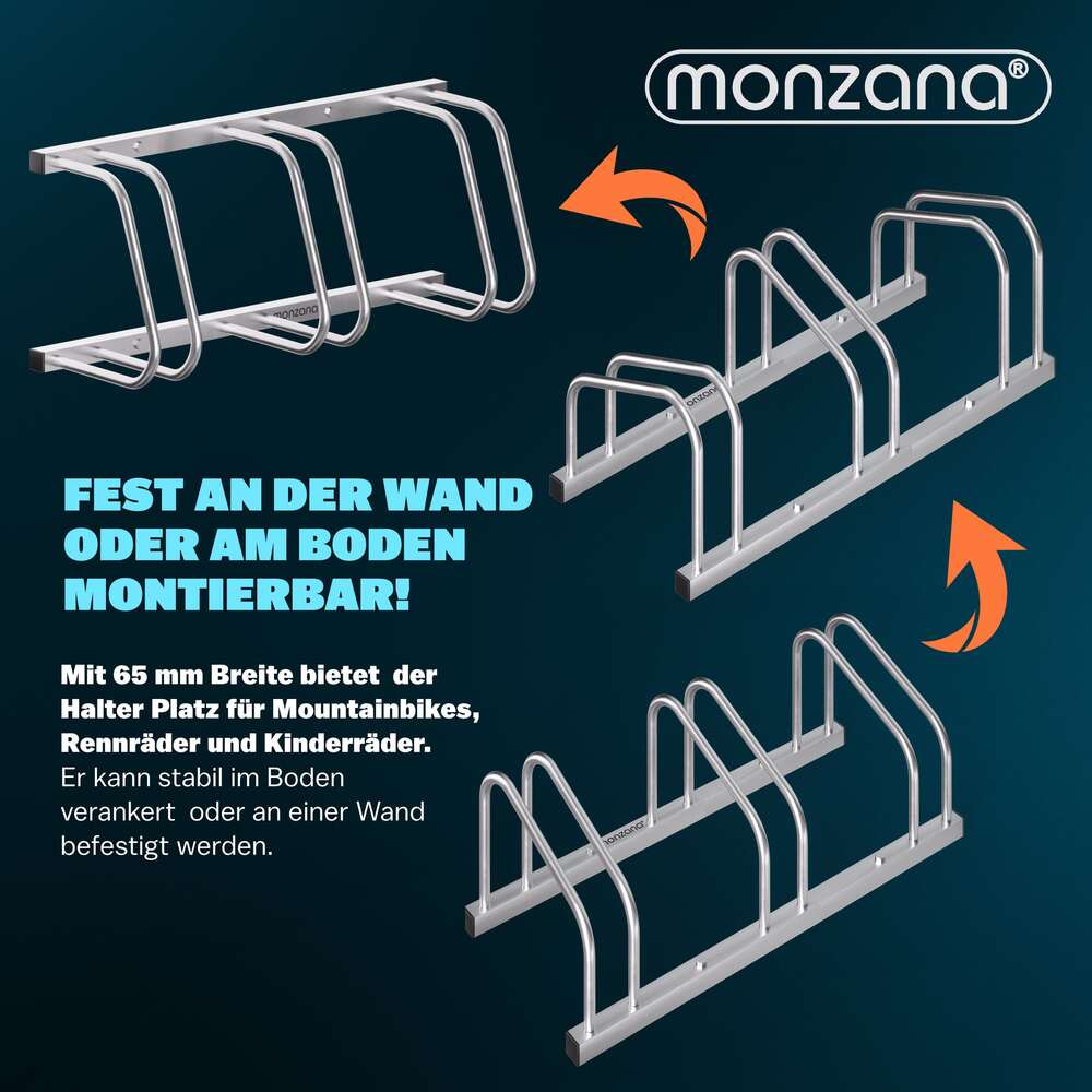 Dreifach-Fahrradst&auml;nder Boden- und Wandmontage, Metall image number 1