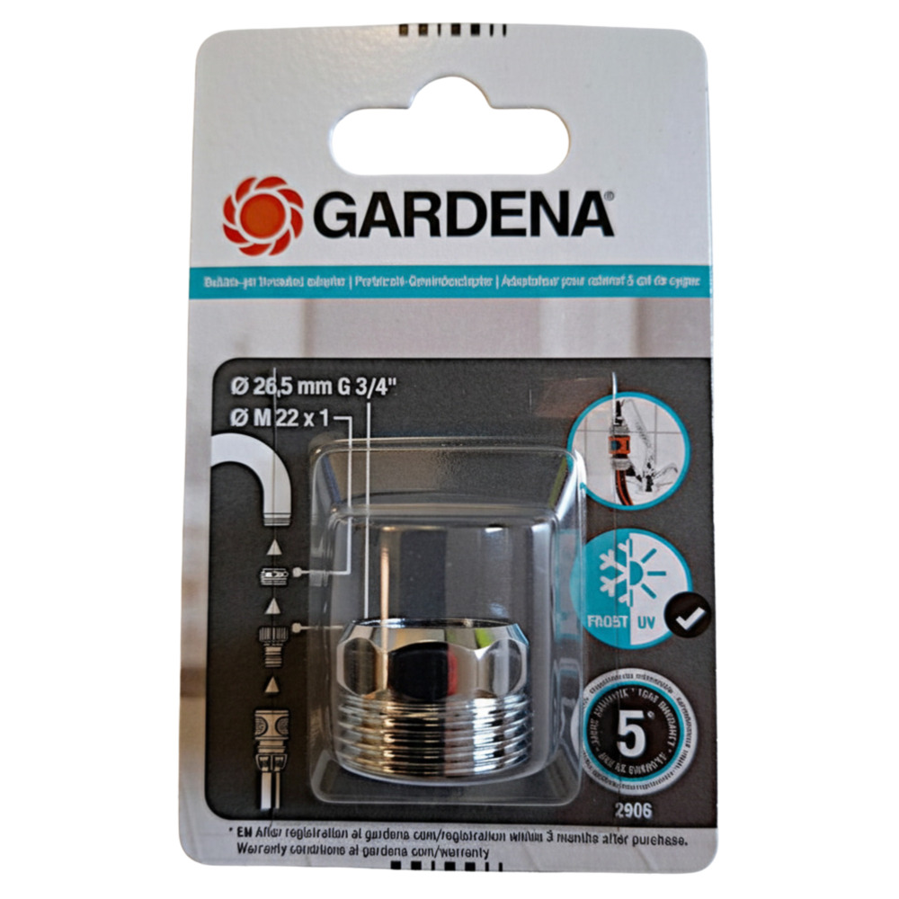 GARDENA Perlstrahl-Gewindeadapter M22x1 26,5mm G3/4" aus Metall