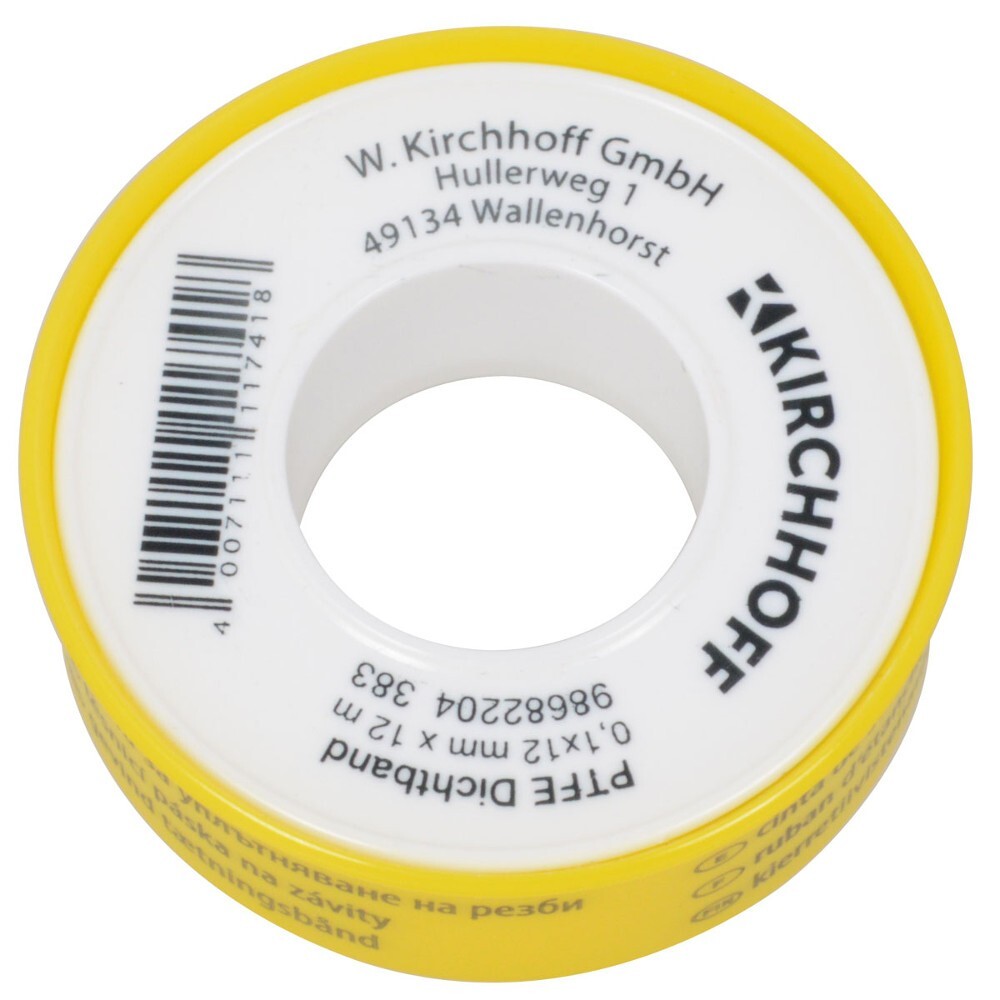 Gewindedichtband 12 mm x 12 m aus PTFE mit 0,1 mm St&auml;rke