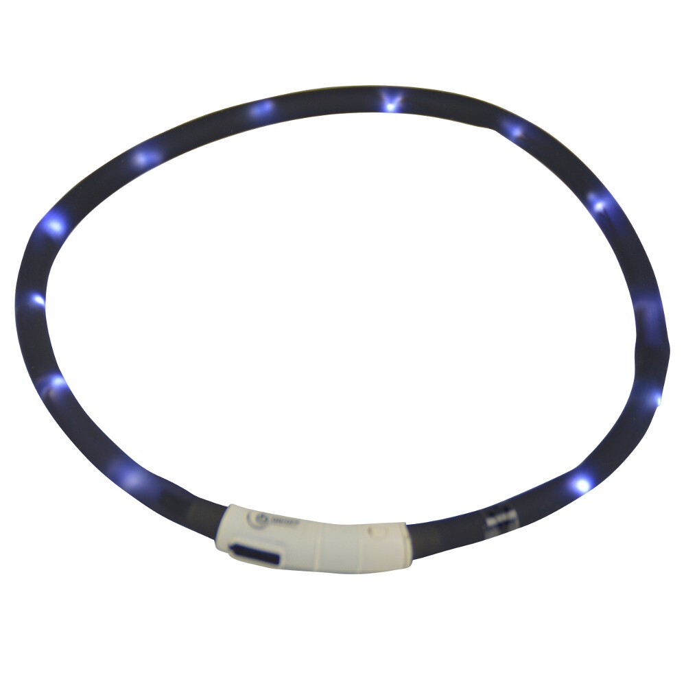 LED Leuchtschlauch Hundehalsband Silikon schwarz k&uuml;rzbar