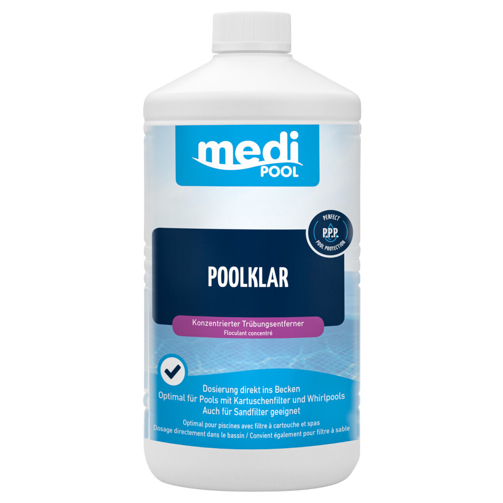 mediPOOL Poolklar 1 Liter, Poolwasser-Pflege gegen Tr&uuml;bung