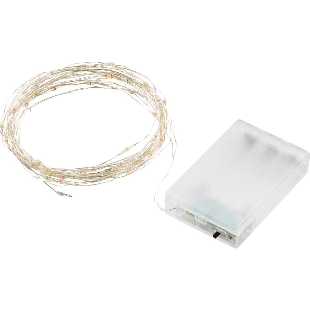 LED-Lichterkette 100 LED bunt aus Silberdraht