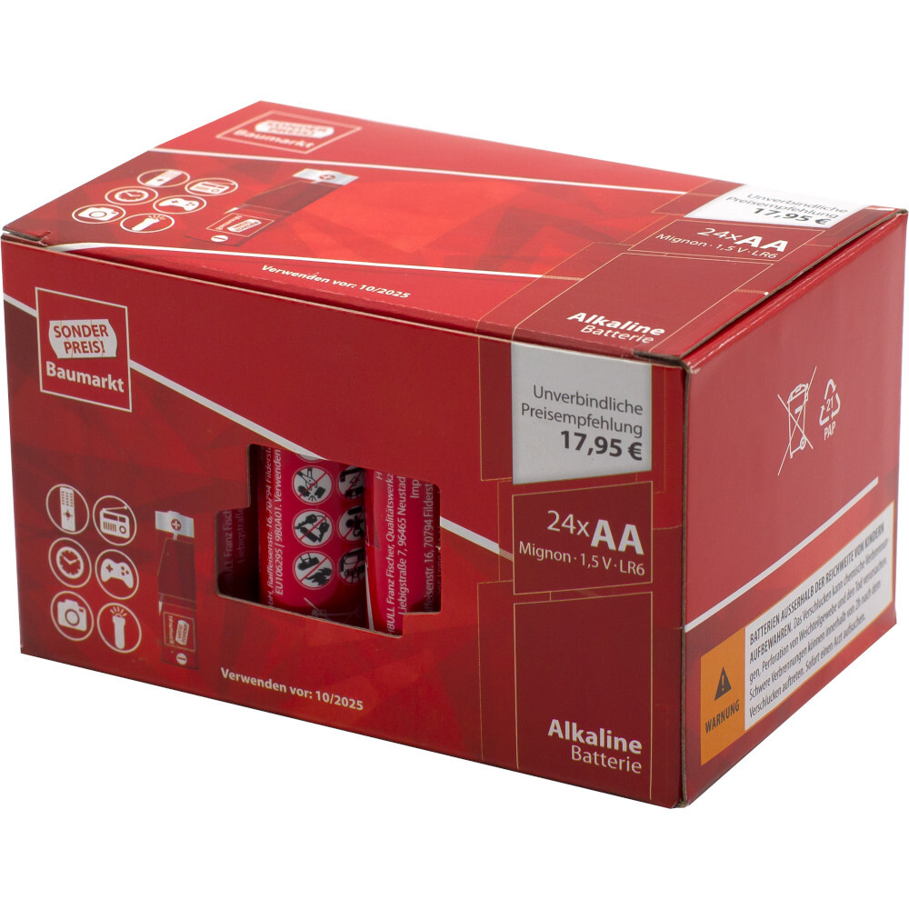 Sonderpreis Baumarkt Alkaline Batterien LR06 AA, 24 St&uuml;ck