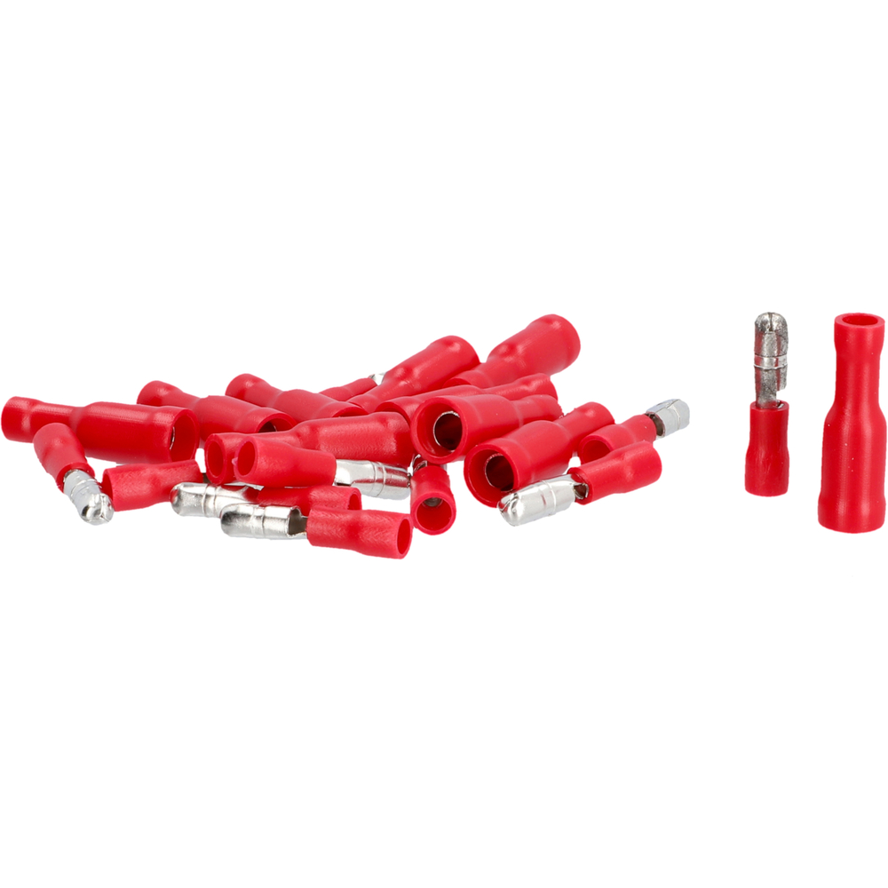 Kabelschuh Rundstecker-Set 20-teilig 1,5mm&sup2; isoliert rot