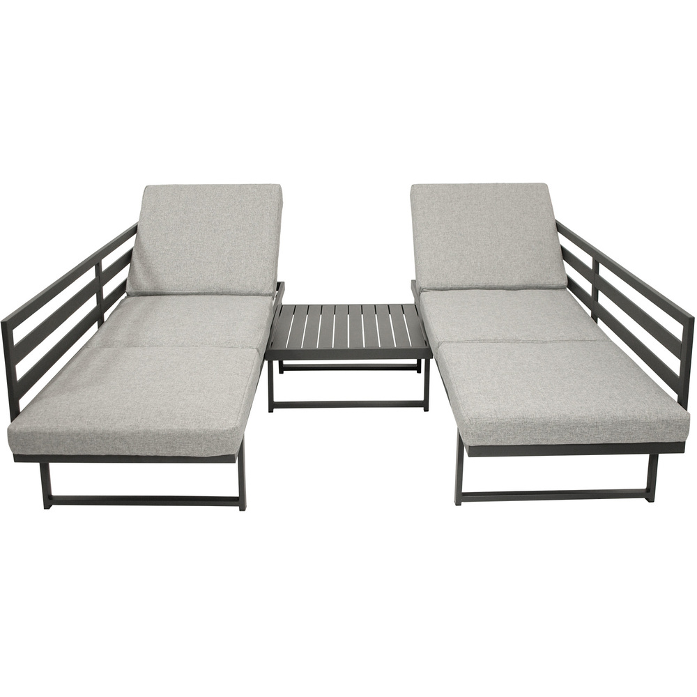 Funktions-Loungeset 3-Sitzer Aluminium 3-teilig Hellgrau image number 3