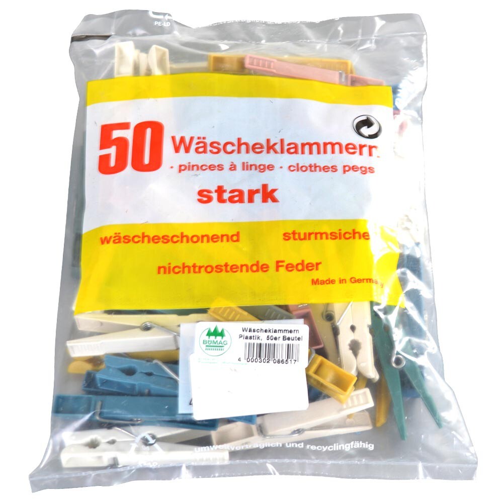 W&auml;scheklammer Set 50 St&uuml;ck aus Kunststoff in verschiedenen Farben image number 1