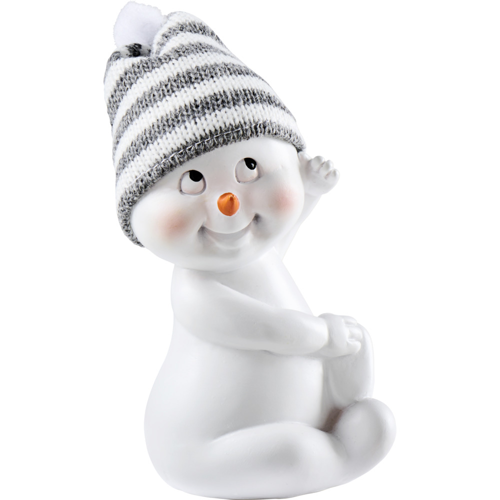 Dekofigur Schneemann mit Strickm&uuml;tze ca. 13 cm Polyresin Designauswahl image number 1