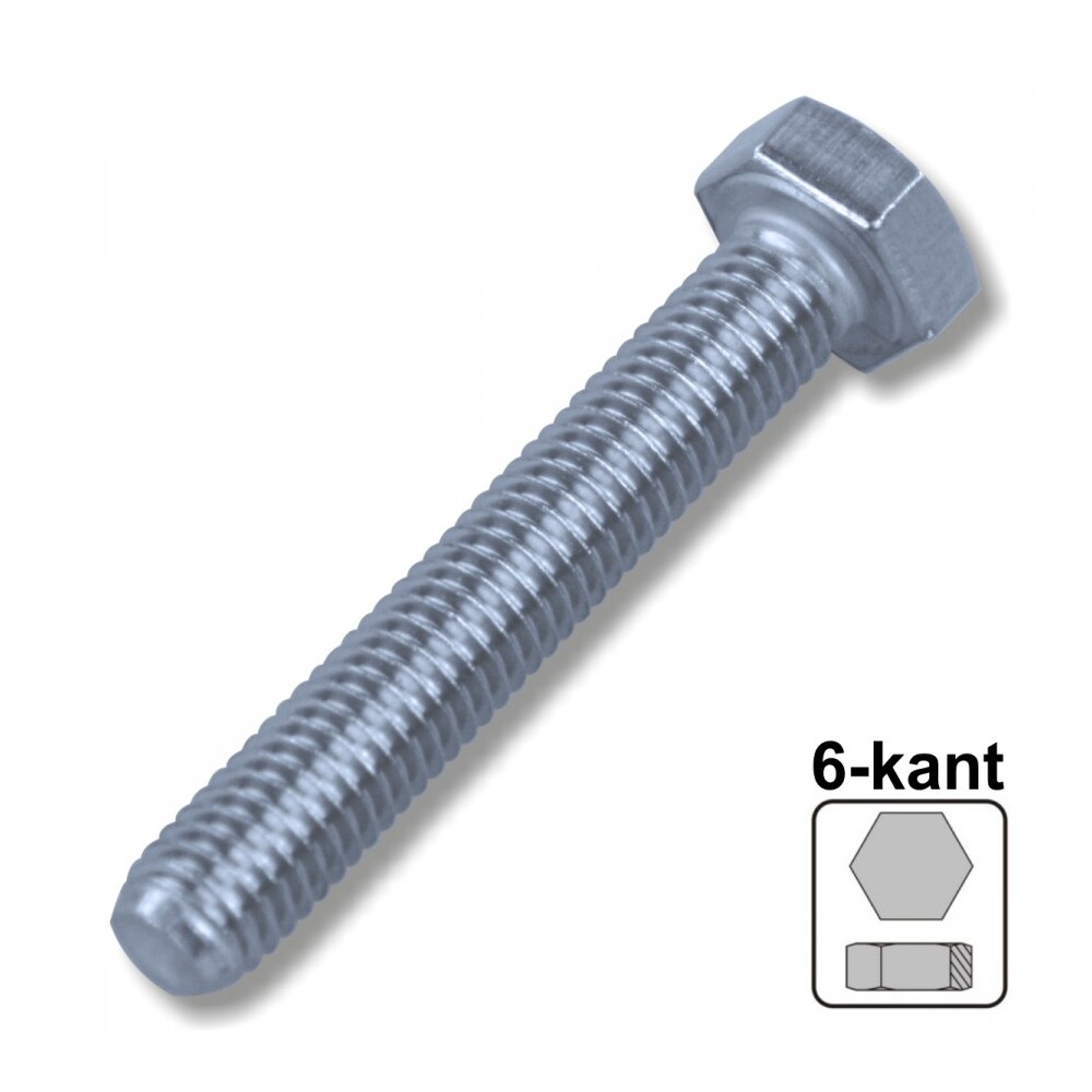 Maschinenschraube 6,0x30 mm M6 DIN933 A2 Edelstahl 6-kant Sechskantschraube