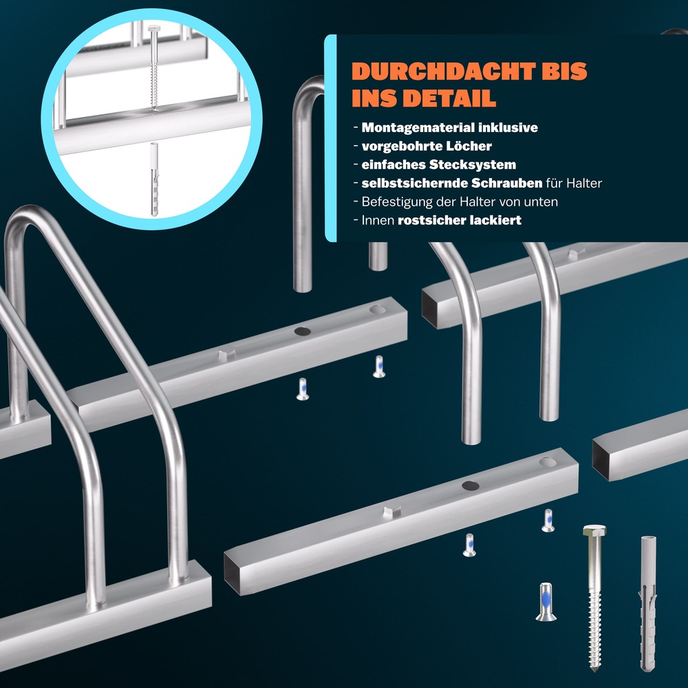 Dreifach-Fahrradst&auml;nder Boden- und Wandmontage, Metall image number 2