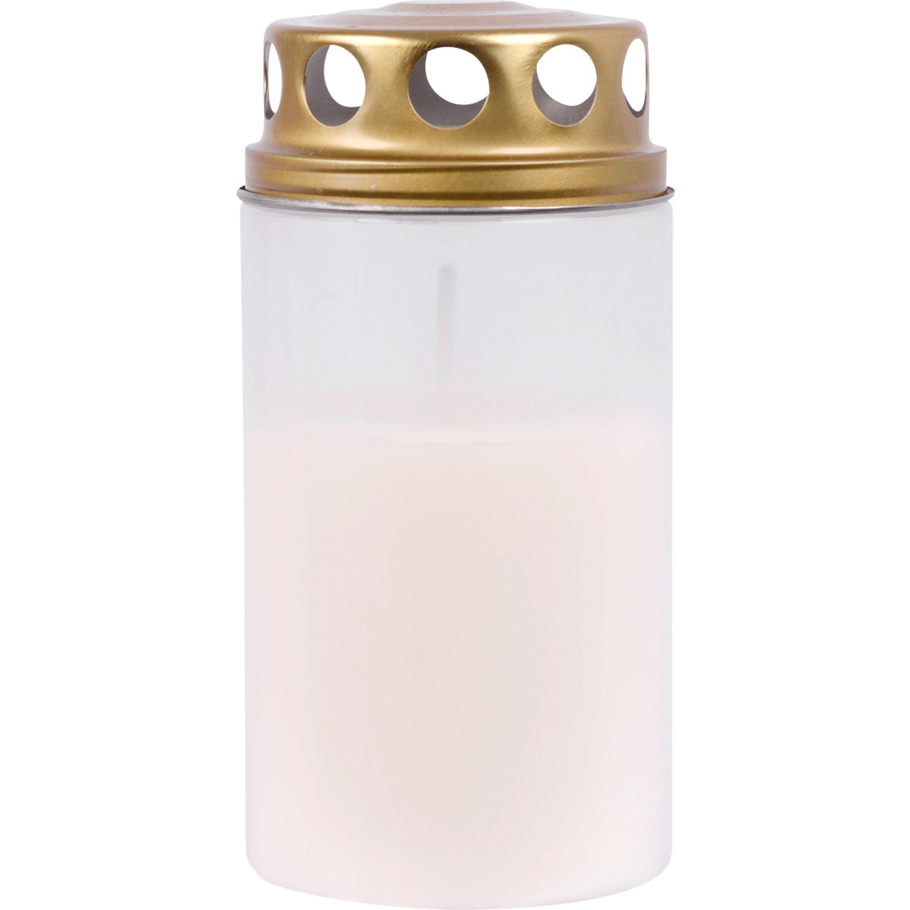 Grabkerze mit Deckel transparent wei&szlig;