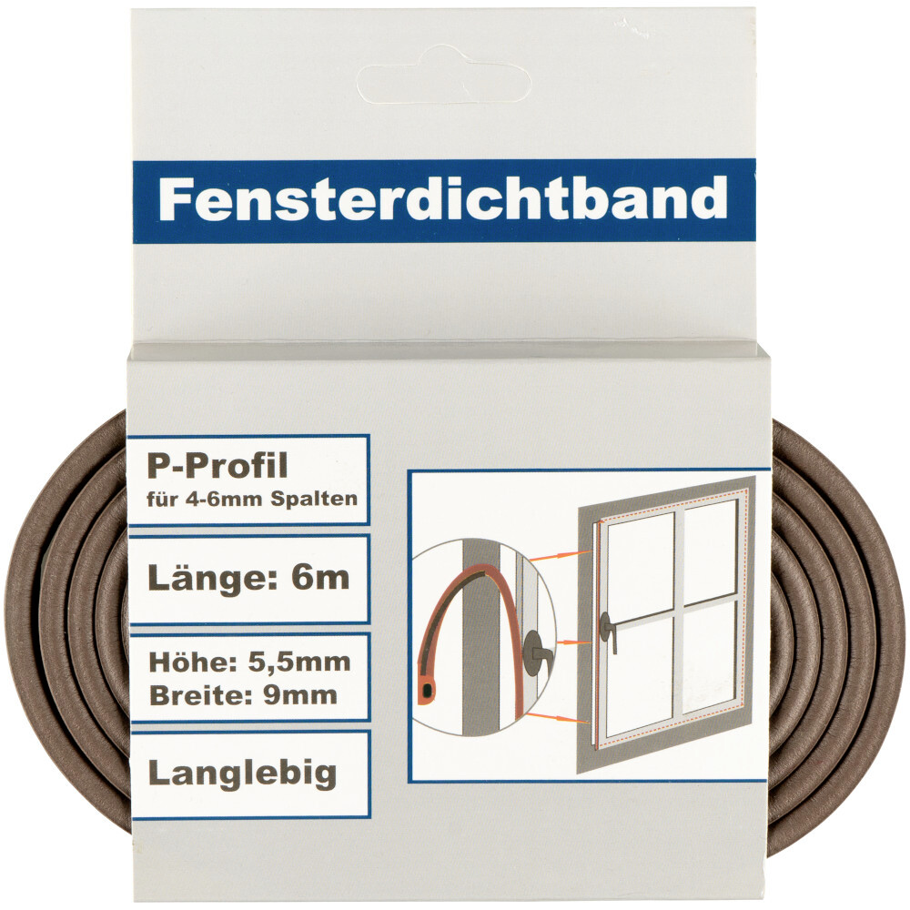 Fensterdichtung mit P-Profil in braun auf 6 m Rolle image number 2