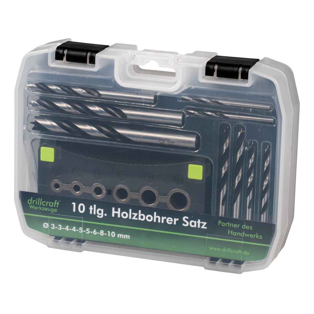 Holzbohrersatz 10-teilig, 2-10 mm, mit Bohrhilfe image number 2