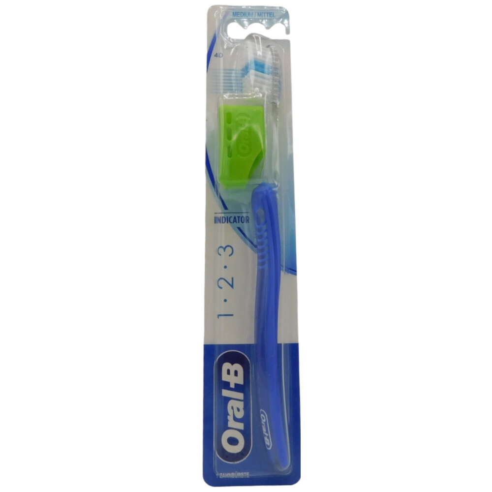 Oral-B 1-2-3 Indicator Zahnb&uuml;rste mittel mit Reiseschutzkappe