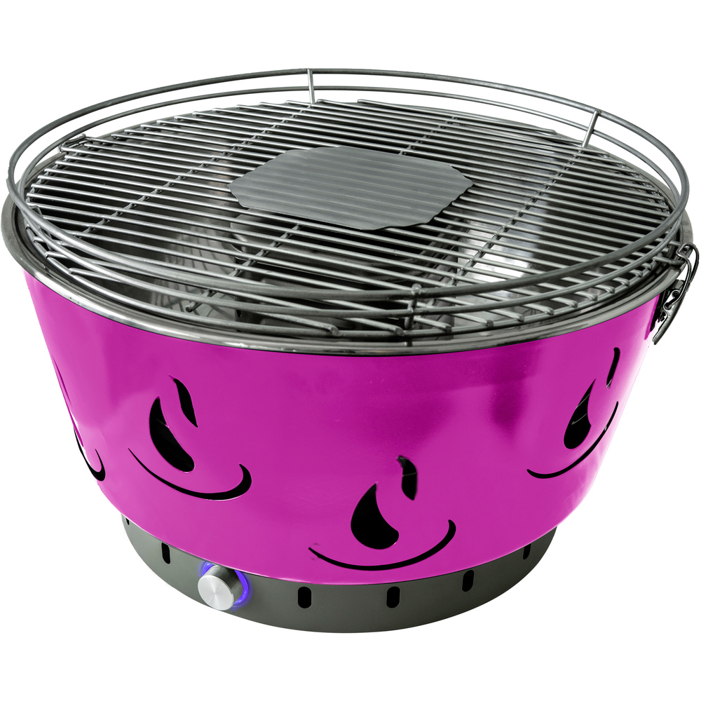 Holzkohle-Tischgrill mit Aktivbel&uuml;ftung &Oslash; 42 cm, pink
