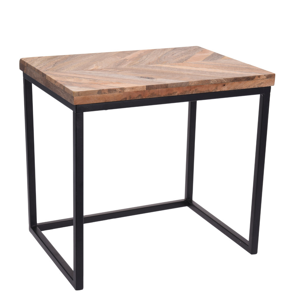 Beistelltisch-Set 3-teilig rechteckig mit Mangoholz-Tischplatte und Rahmen B-Ware image number 2