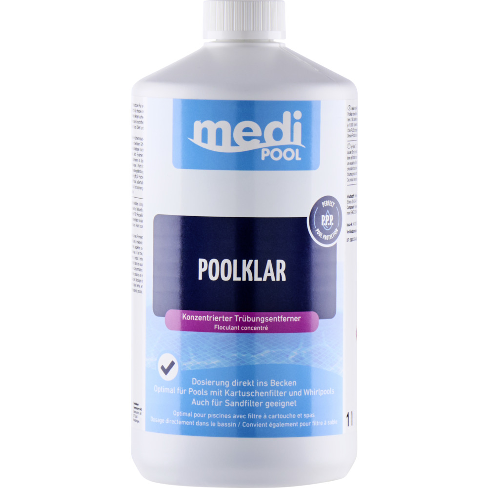 mediPOOL Poolklar 1 Liter, Poolwasser-Pflege gegen Tr&uuml;bung