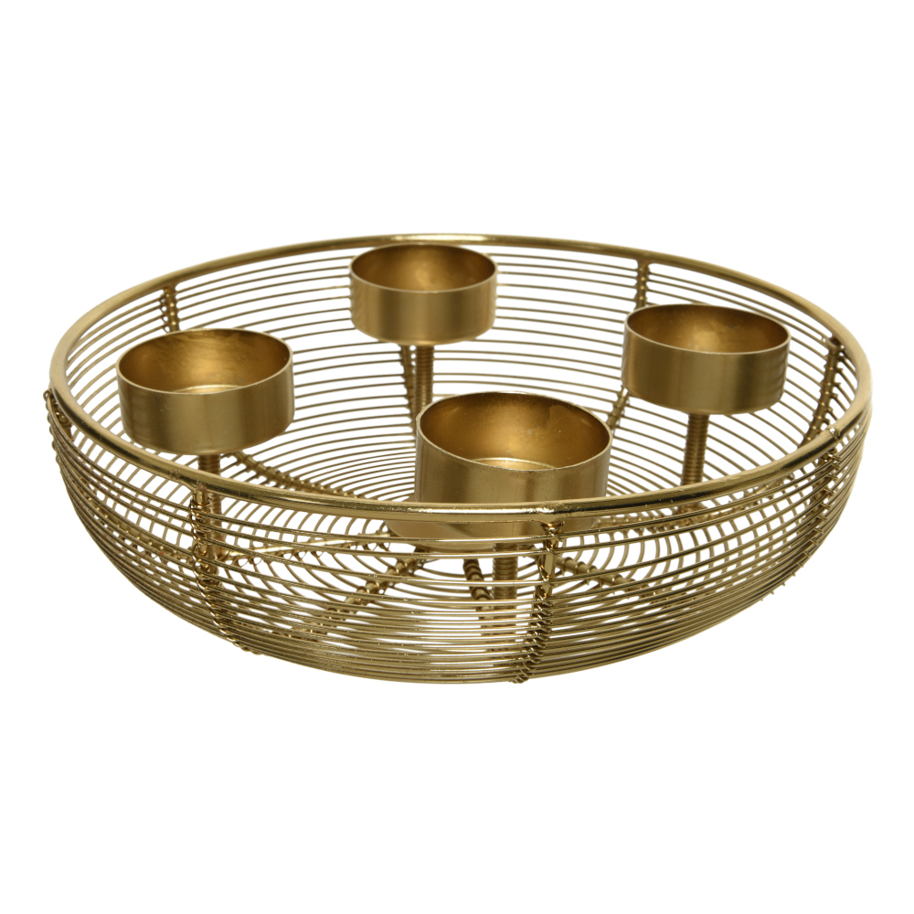 Teelichthalter aus Metall, goldfarben image number 1
