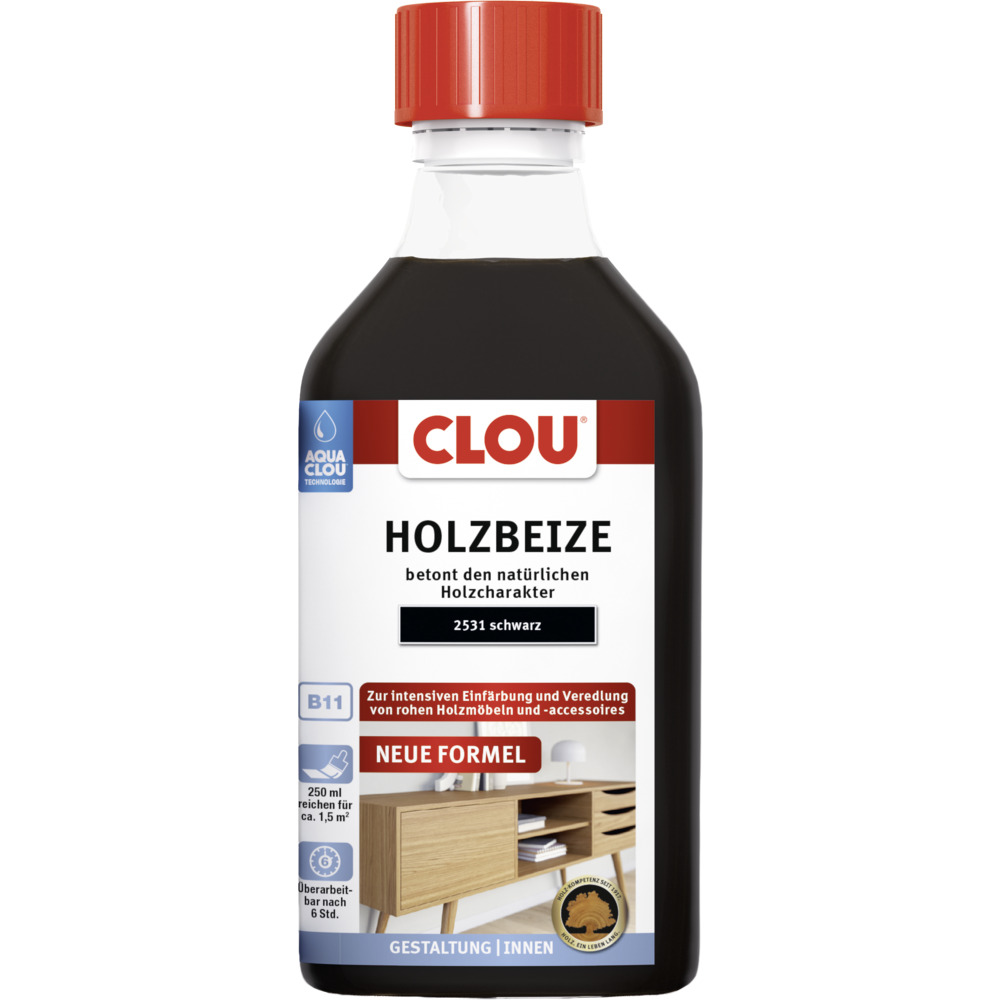 Aqua Clou&reg; Holzbeize Schwarz 250 ml
