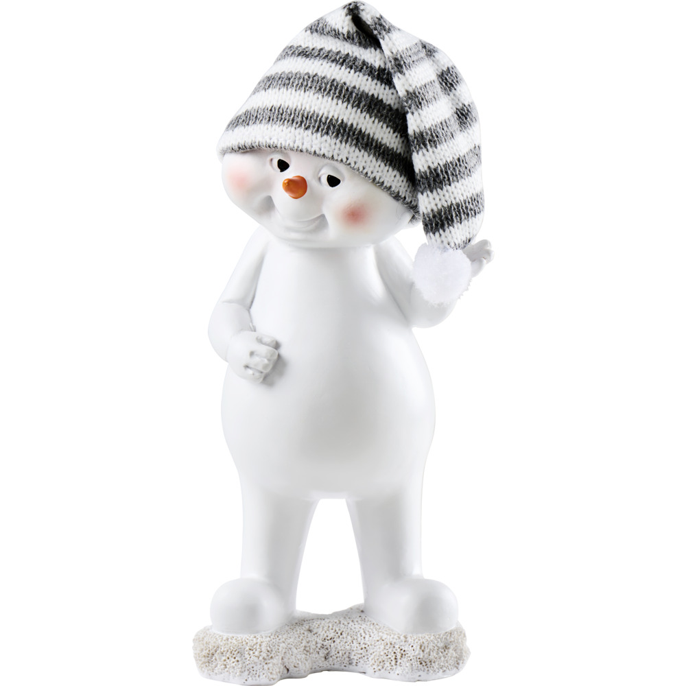 Dekofigur Schneemann 21 cm aus Polyresin mit Strickm&uuml;tze image number 1