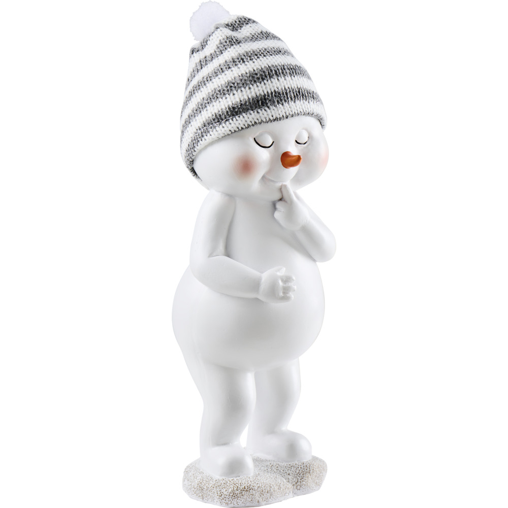 Dekofigur Schneemann 21 cm aus Polyresin mit Strickm&uuml;tze image number 2