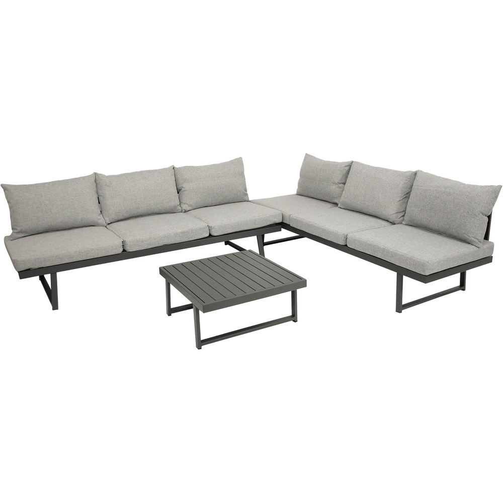 Funktions-Loungeset 3-Sitzer Aluminium 3-teilig Hellgrau