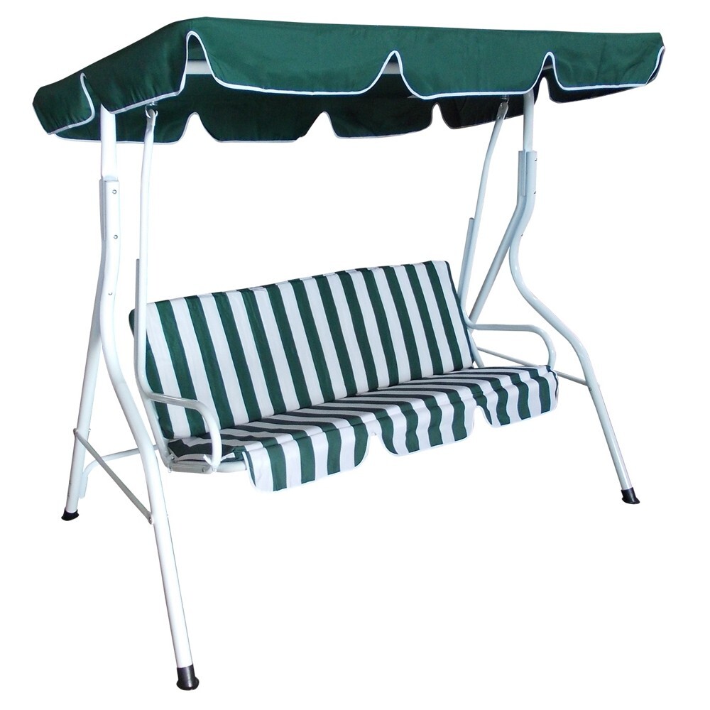 Hollywoodschaukel 3-Sitzer Florida 170 x 110 x 153 cm wei&szlig;/gr&uuml;n