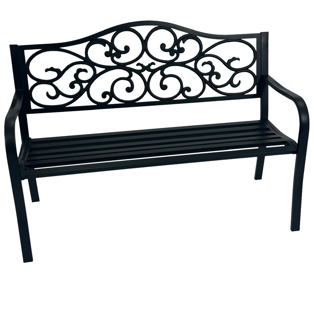 Gartenbank 2-Sitzer 127 x 63 x 85 cm Stahl schwarz