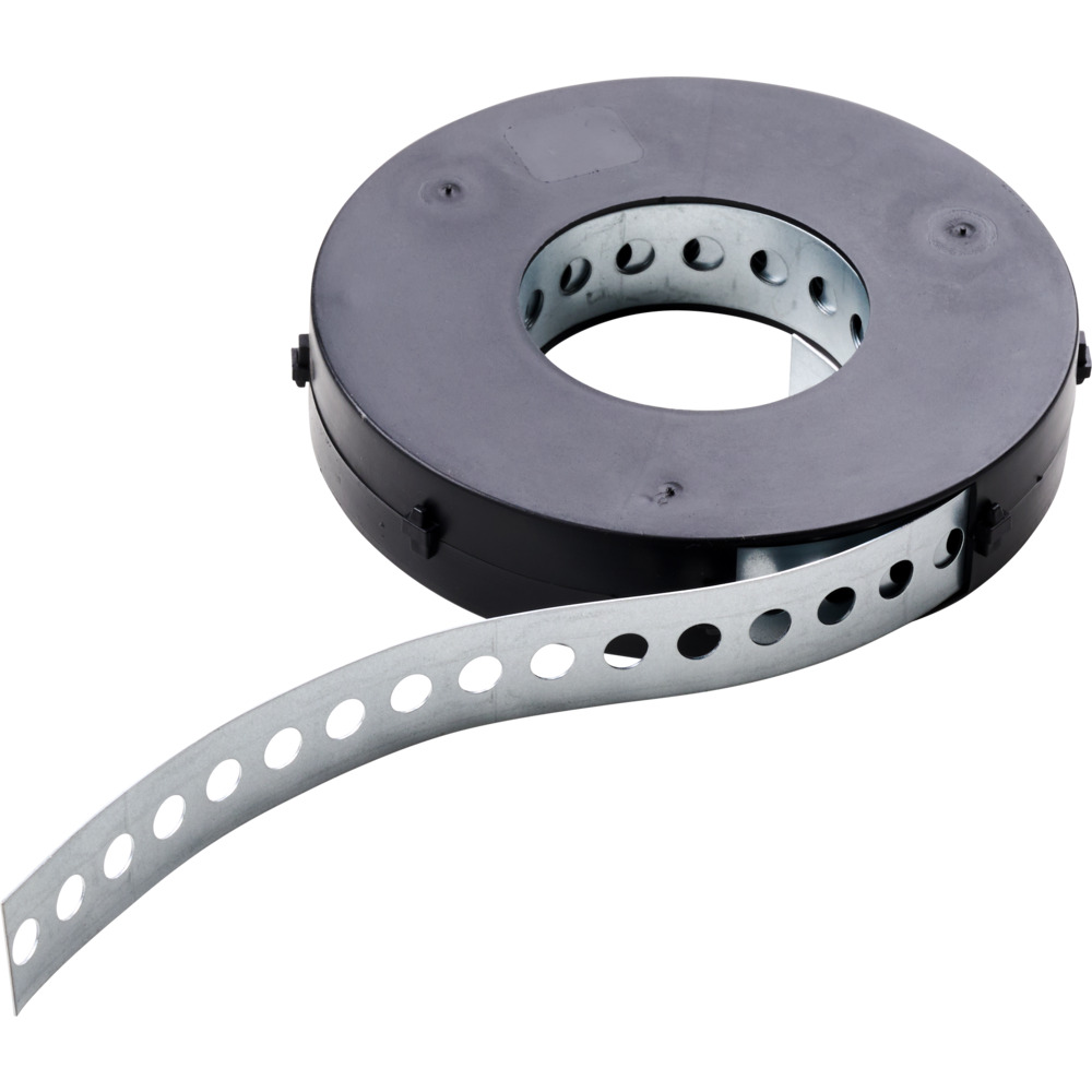 Lochband 10m 25x0,75mm Stahl verzinkt Abrollbox Montageband Montagelochband