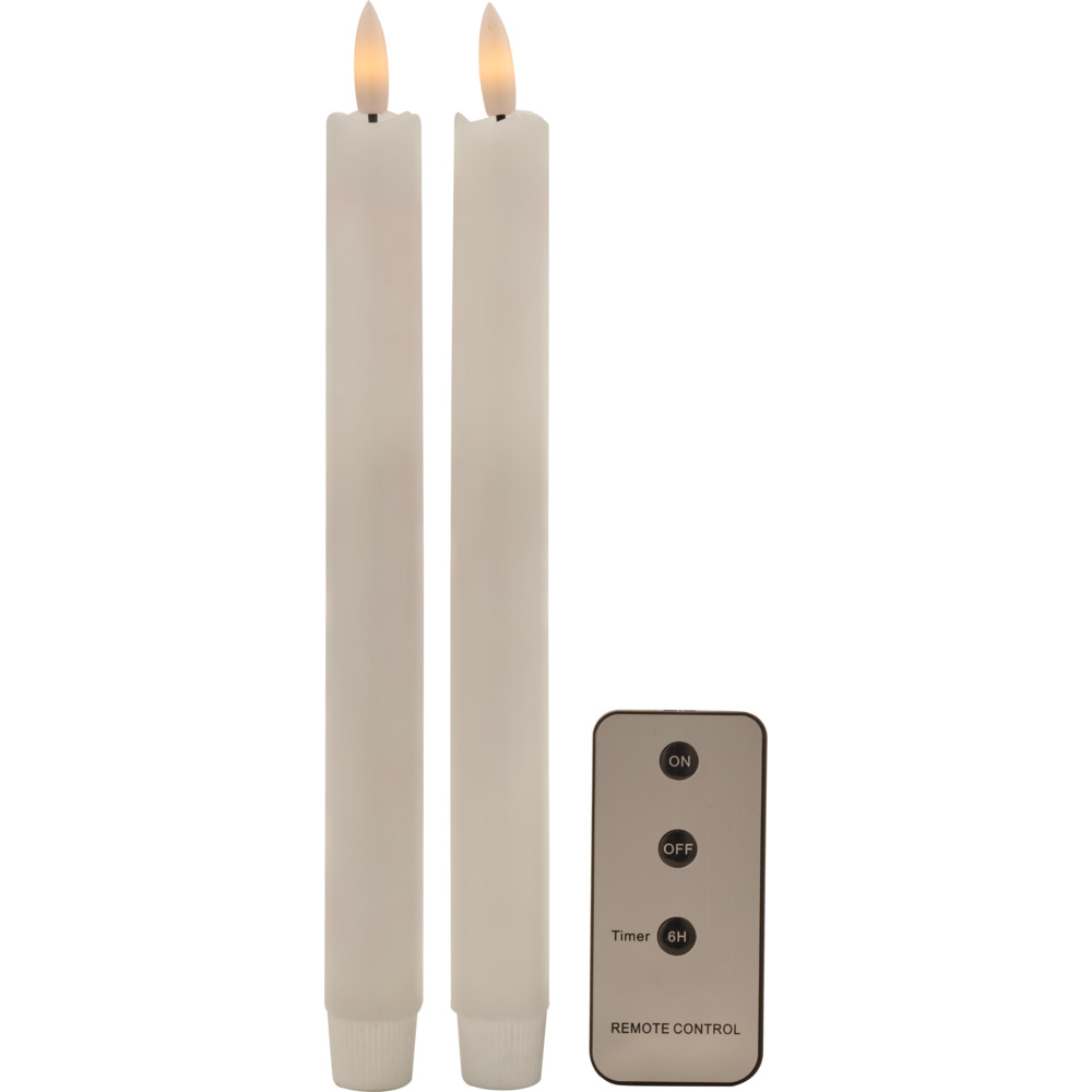 LED-Dinnerkerzen Echtwachs flackernd 2er-Set wei&szlig;