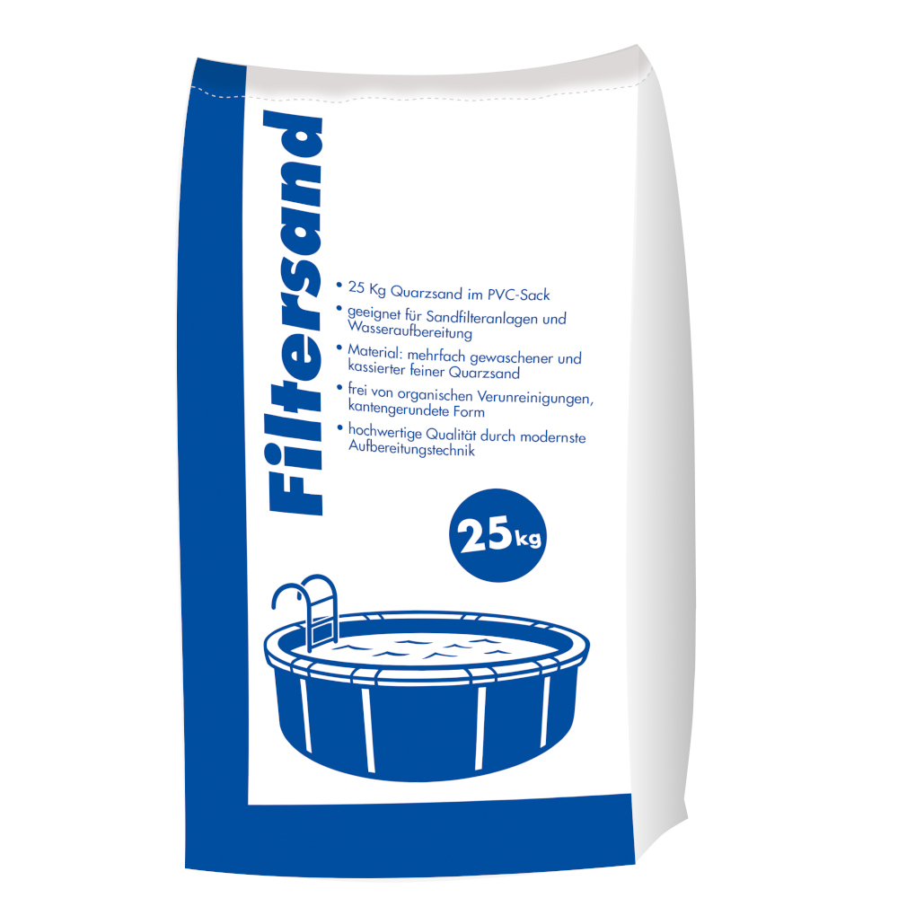 Filtersand im 25 kg Sack mit 0,5-1,25 mm K&ouml;rnung