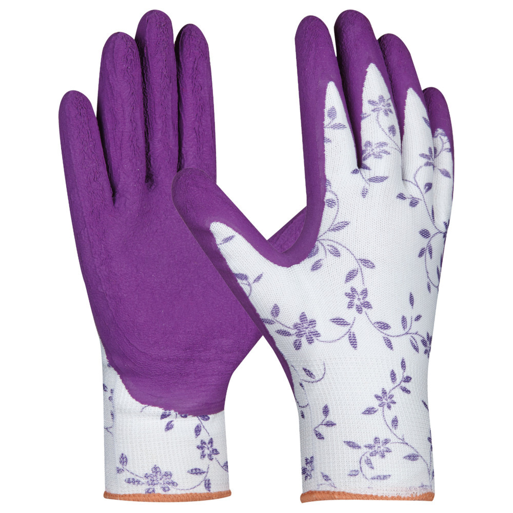 Handschuhe Flower Lila Gr&ouml;&szlig;e 7 aus Polyester mit Blumenmotiv