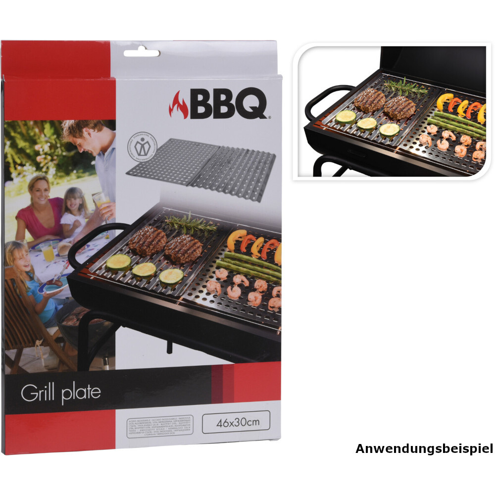 Grillplatte 2-tlg., 46 x 30 cm aus Edelstahl - B-Ware image number 0