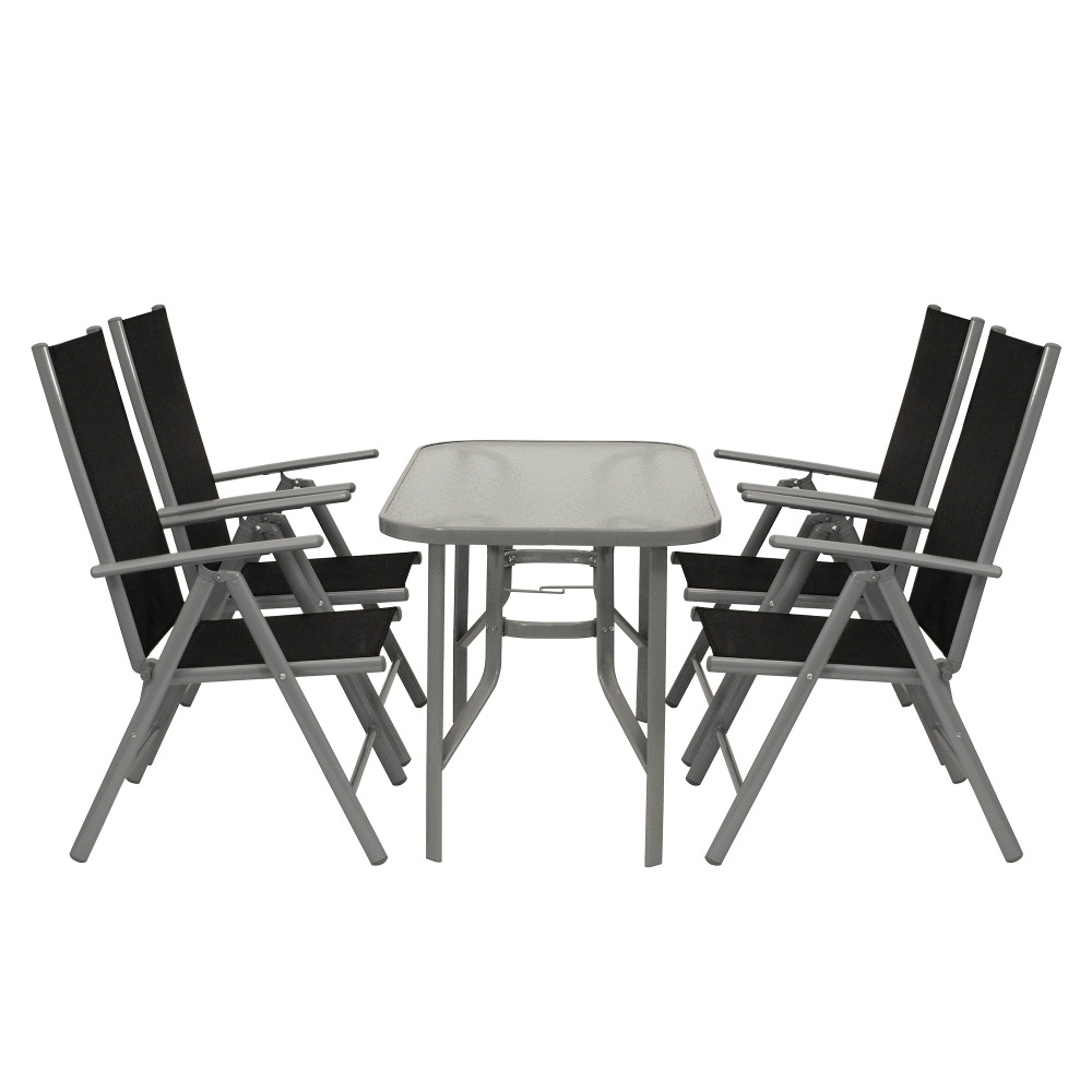 Gartenm&ouml;bel-Set 5-teilig, Alu, schwarz-Grau