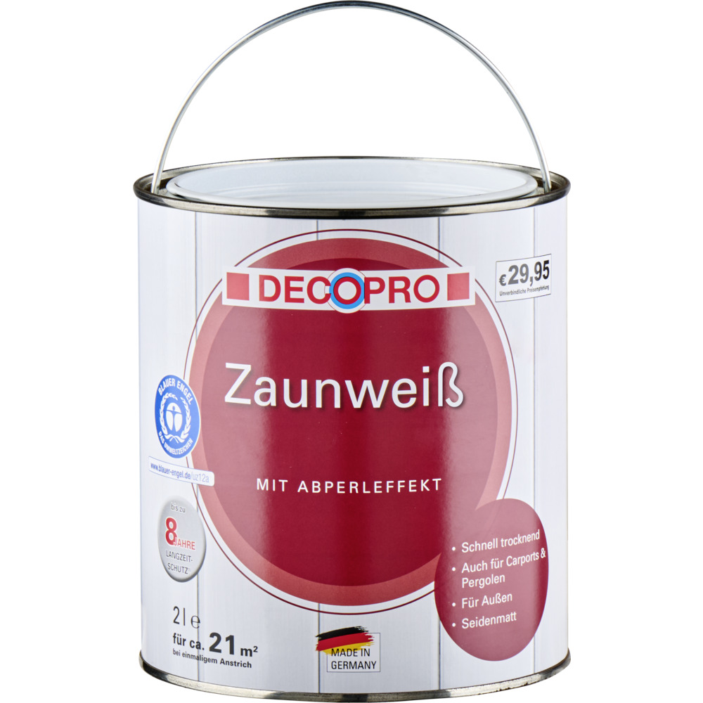 DECOPRO Zaunwei&szlig; 2 Liter, seidenmatt