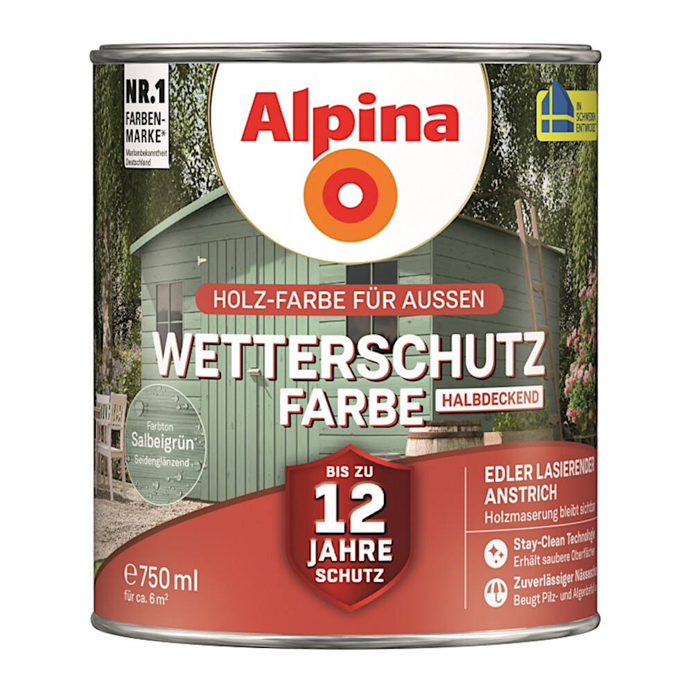 Alpina Wetterschutzfarbe Salbeigr&uuml;n 750 ml halbdeckend