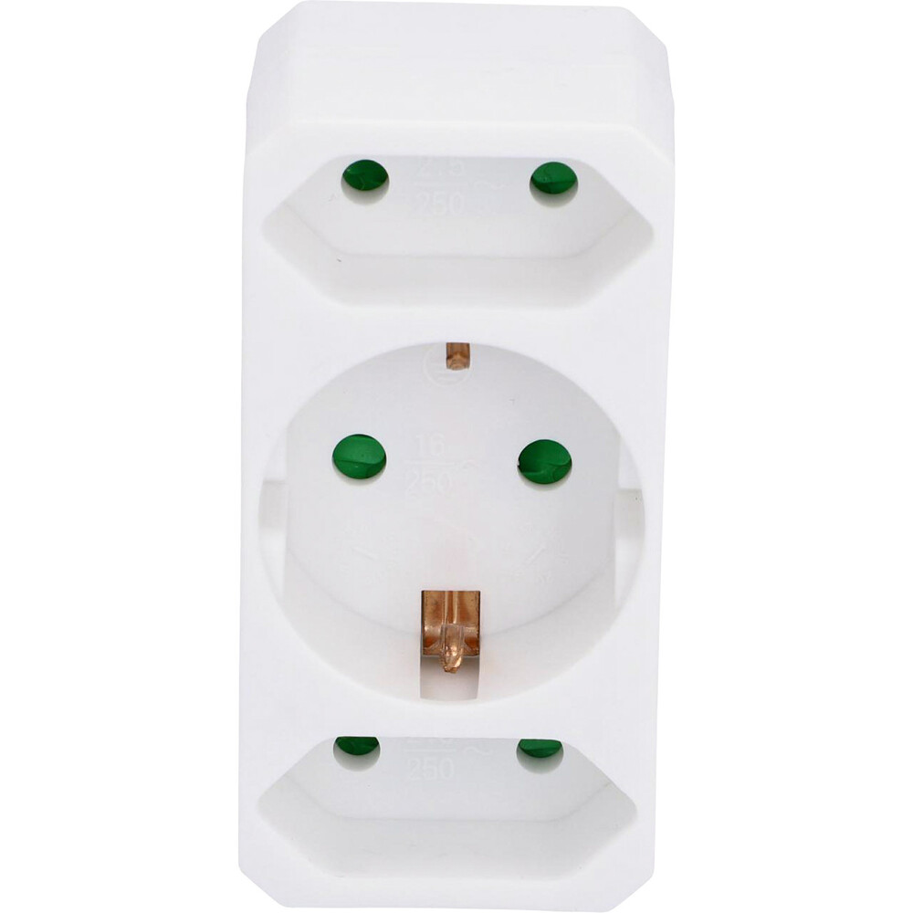 Steckdosenadapter 3-fach wei&szlig; f&uuml;r innen