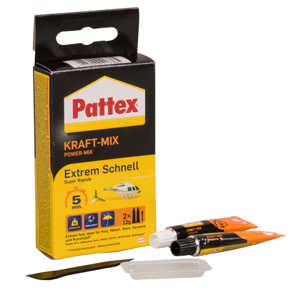 Pattex&reg; "Kraft-Mix Extrem Schnell" Kleber, transparent, 2 x 12 g