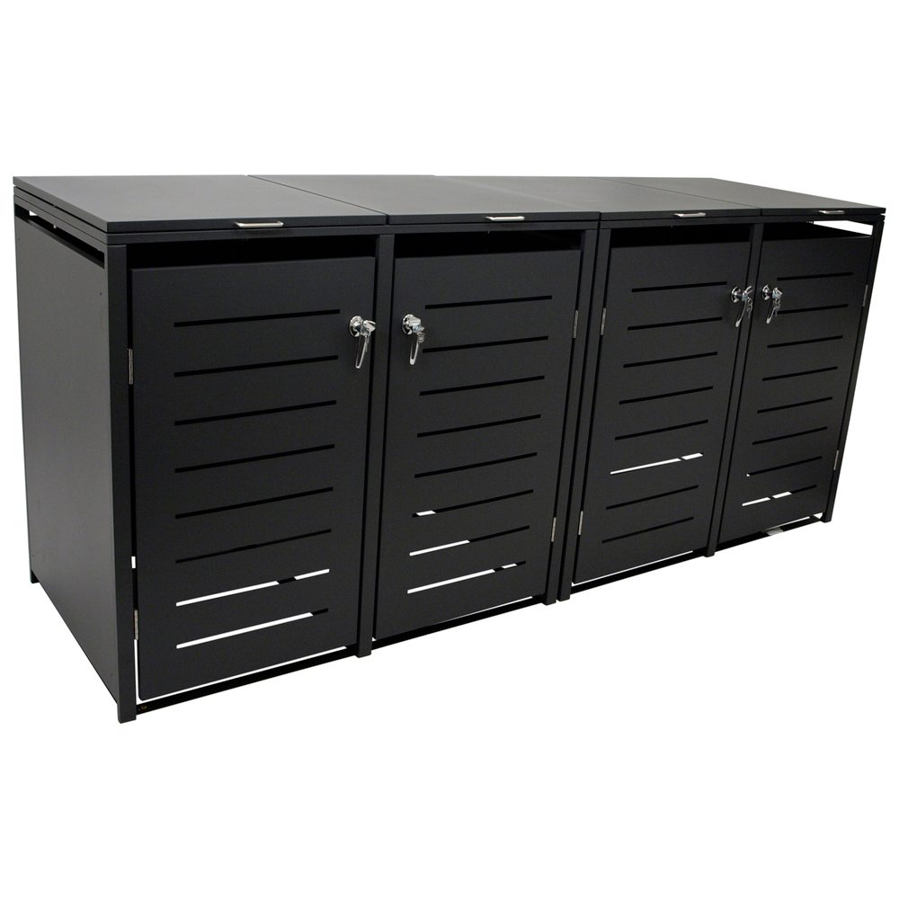 M&uuml;lltonnenbox 4x 120 Liter, Stahl verzinkt, anthrazit