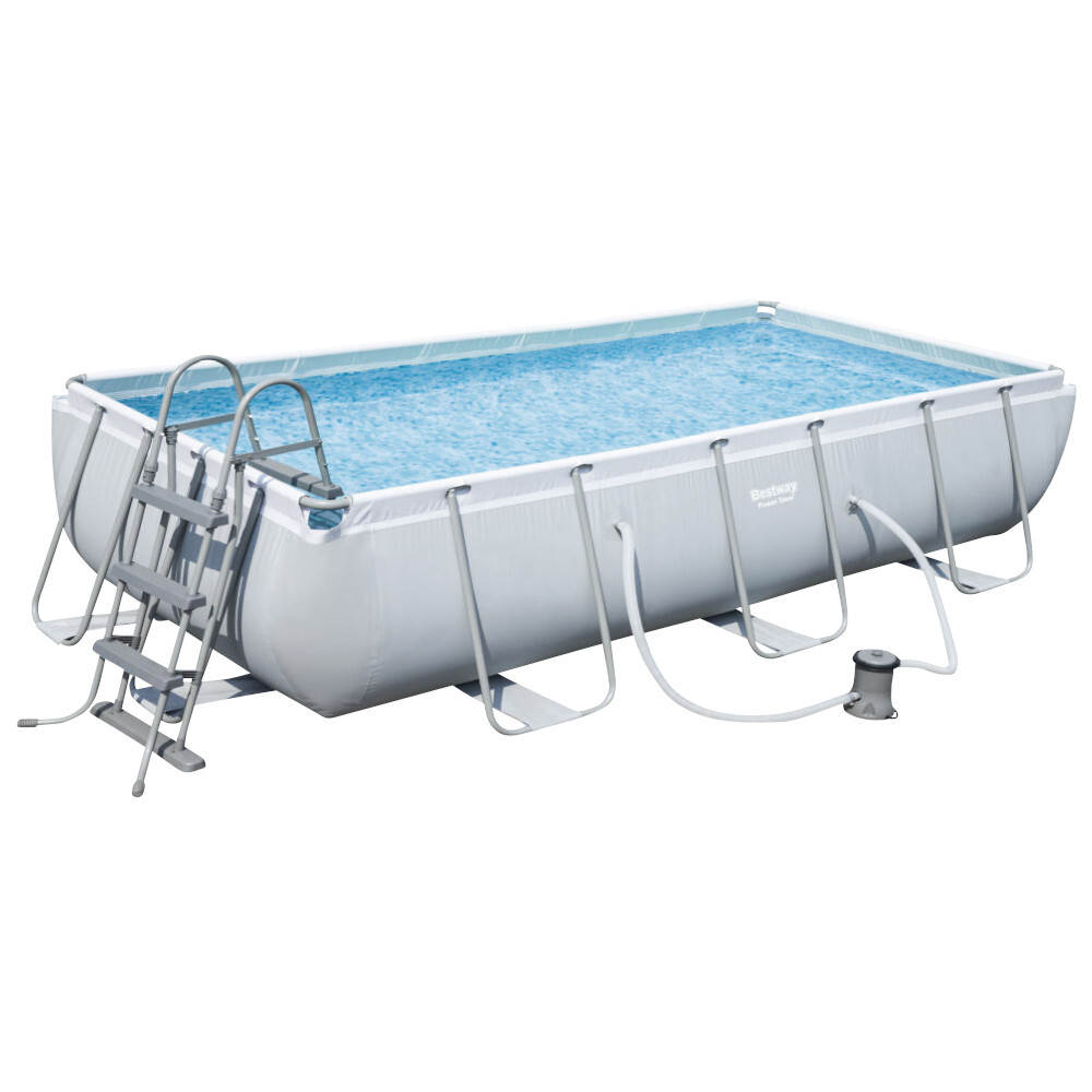 XXL-Swimmingpool rechteckig mit Stahlrahmen und passender Leiter