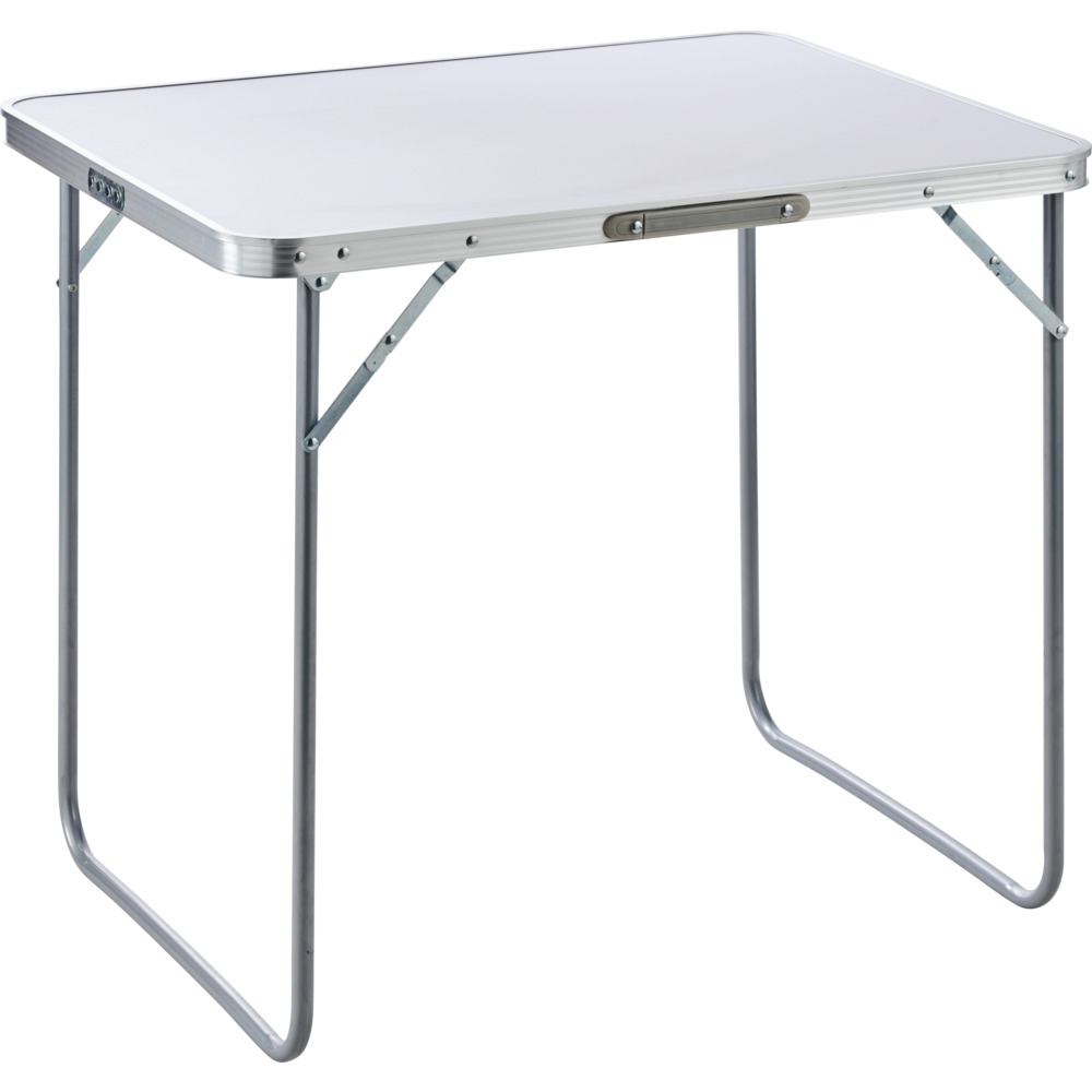 Campingtisch klappbar in wei&szlig; mit Gestell und MDF Platte