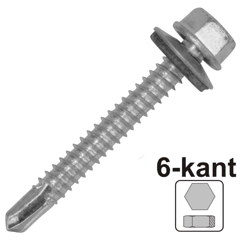 Bohrschraube mit Dichtscheibe 4,8x25mm verz. DIN 7504 K