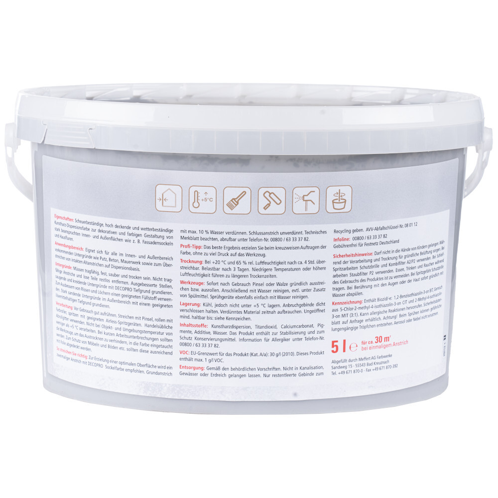 DECOPRO Sockelfarbe 5 Liter in steingrau image number 1