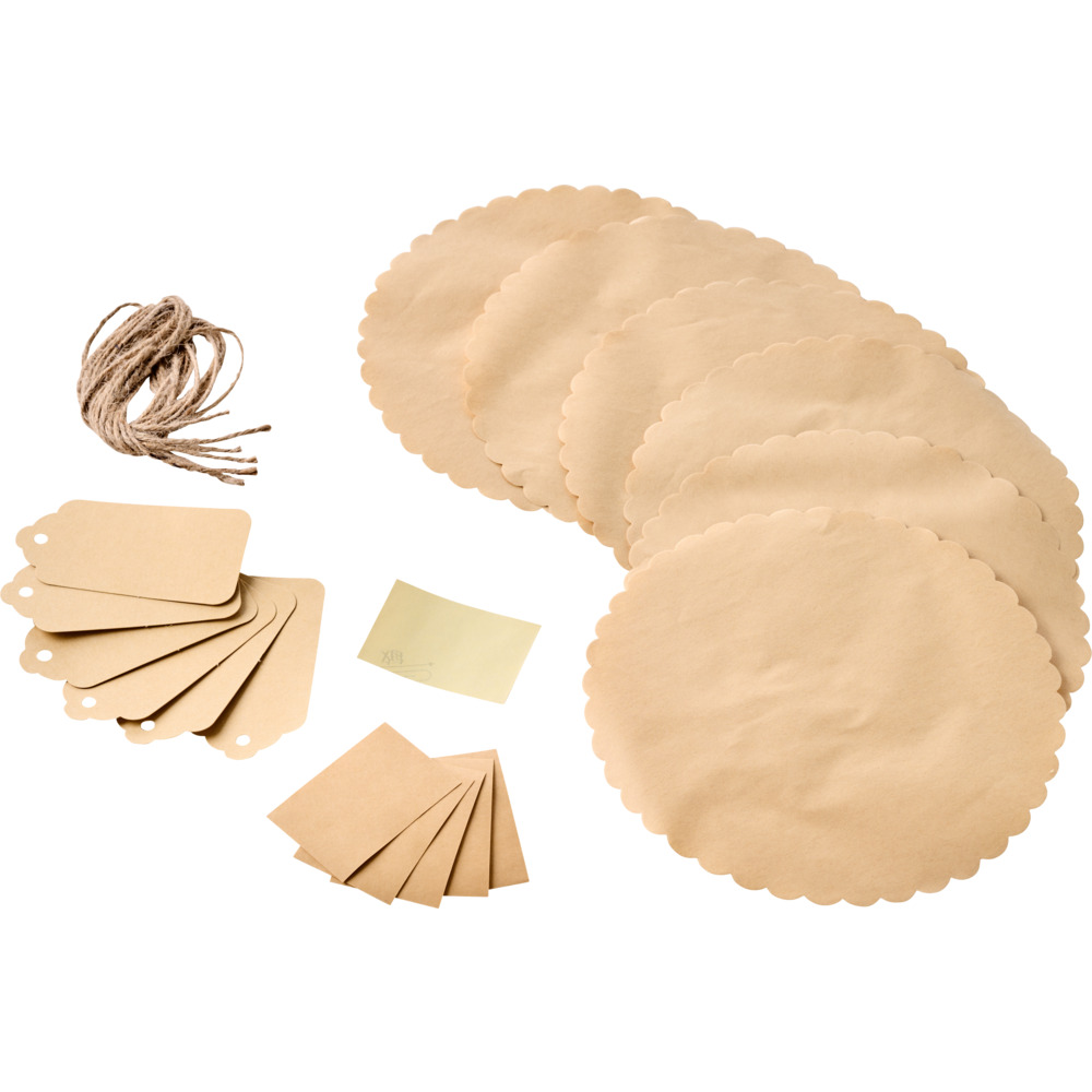 Deko-Set f&uuml;r 6 Einmachgl&auml;ser 24-tlg. Kraftpapier