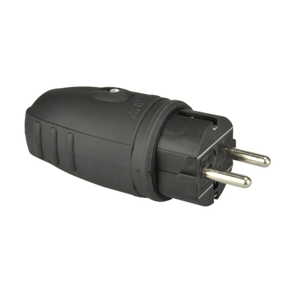 Schutzkontakt-Stecker Gummi IP44 schwarz